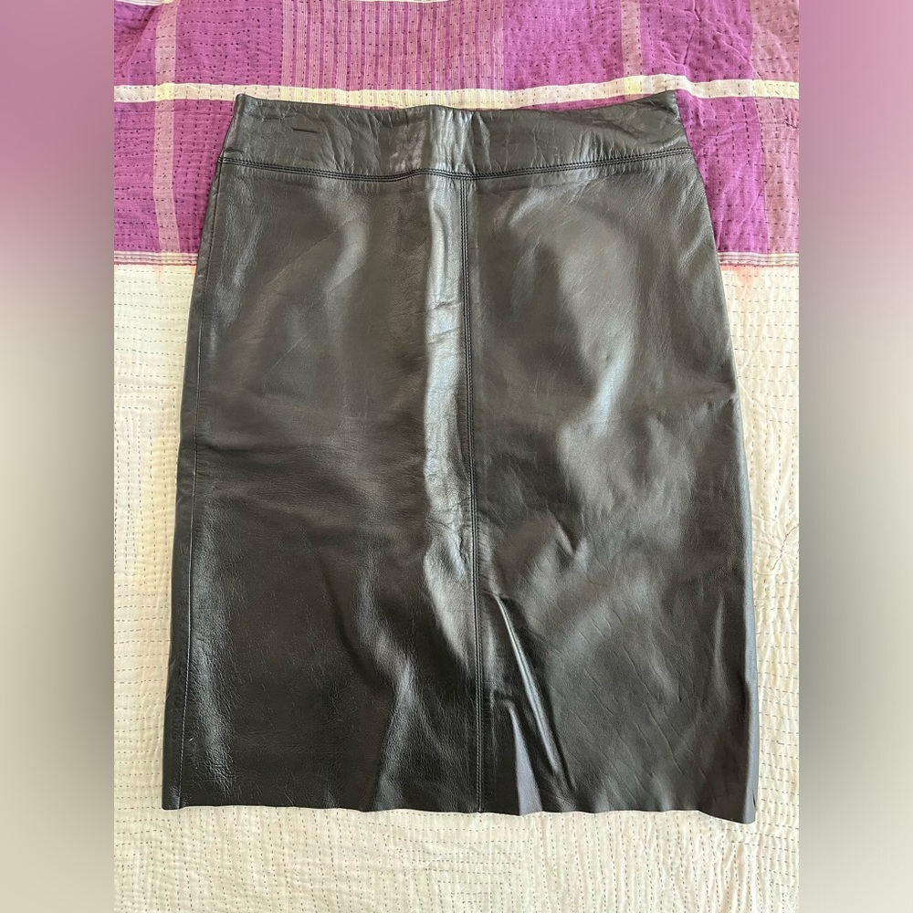 BCBG Black Leather Skirt